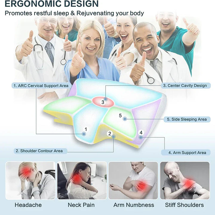 Skanto | Minne Skum Cervical Pute | Ergonomisk 2-i-1 Design for Nakke Smerte Lindring & Behagelig Søvn