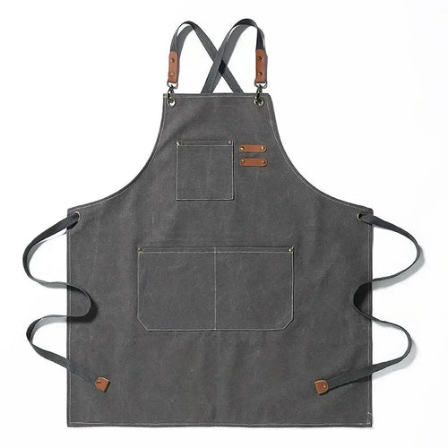 Canvas forkle med lommer, justerbart, Unisex | Skanto