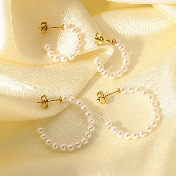 Skanto | Elegant C Hoop Perle Øredobber