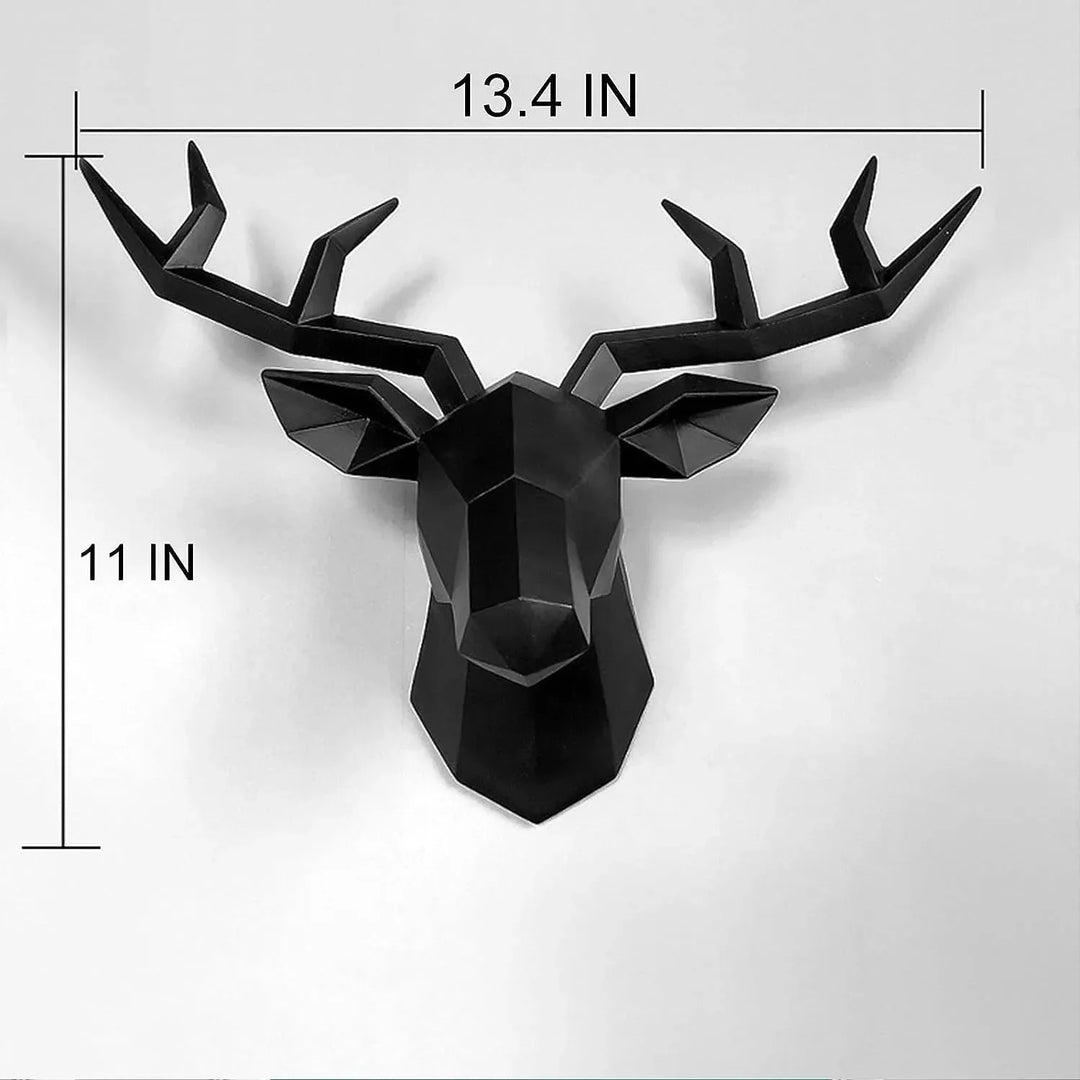 Skanto | 3D-Hjortehode Skulptur, geometrisk harpiks, dyrehjortehode veggdekorasjon, moderne hjemmedekor, luksuriøs dekorativ veggdekor