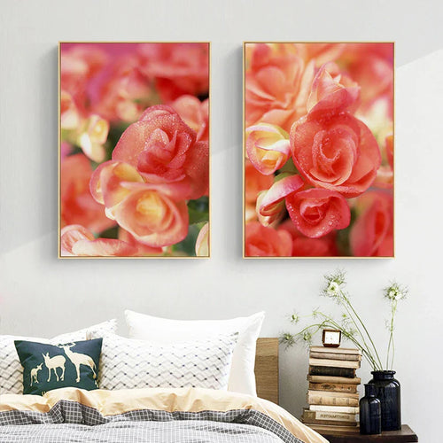 Rosa Røde Roser Blomster Veggkunst Fine Art Lerret Utskrifter Moderne Botaniske Plakater Bilder For Stue, Soverom Kunst Dekor | Skanto
