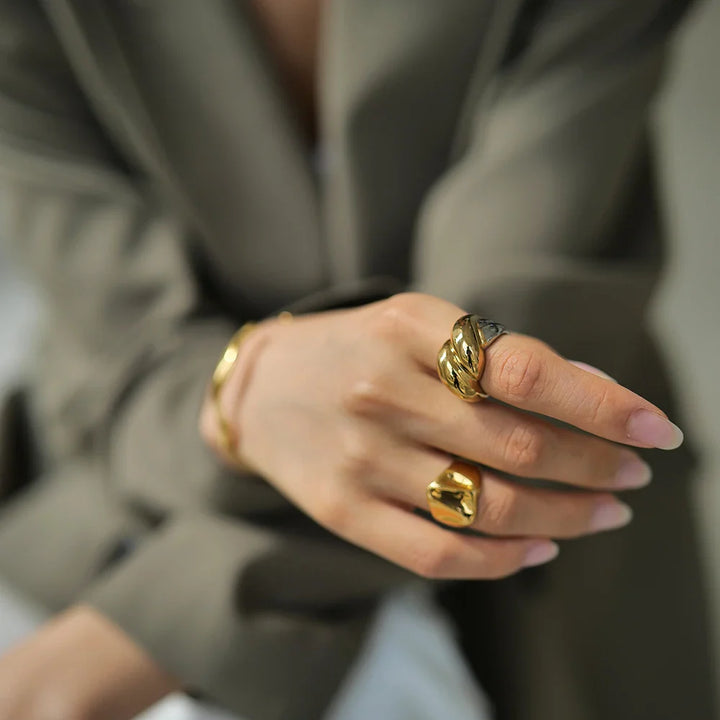 Skanto | Chunky Gull Innsvøpt To-Farge Ring