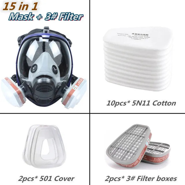 Skanto | Full Face Respirator Maske med Antidugg Linse og Industrielle Gassfiltre