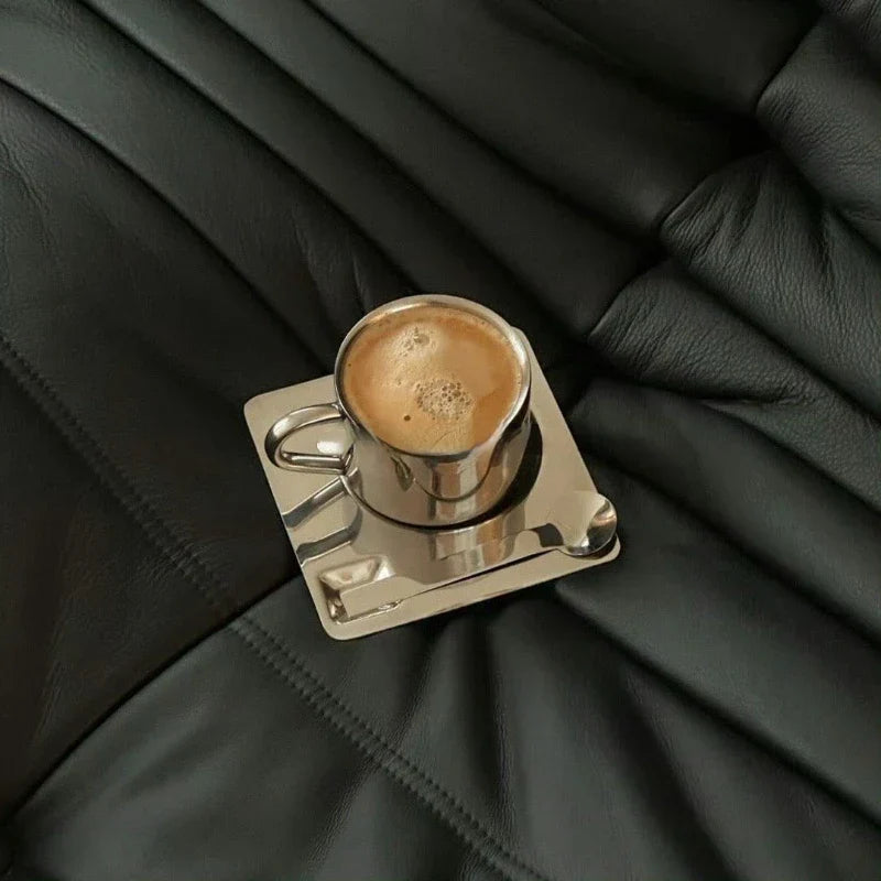 Skanto | Rustfritt Stål Kaffe Kopp og Fat