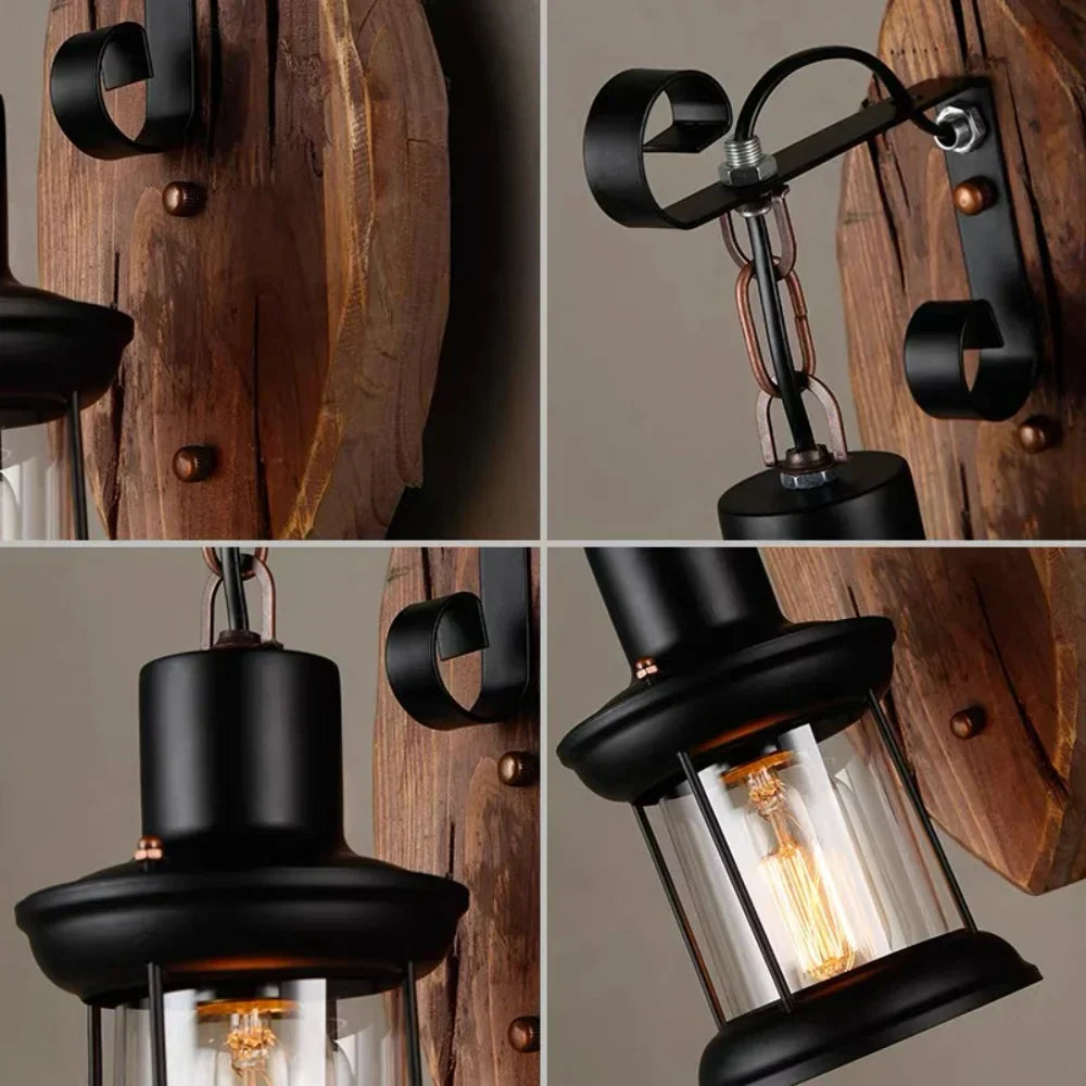 Skanto | Retro Lantern Lamp Industriell Lantern Vegglampe