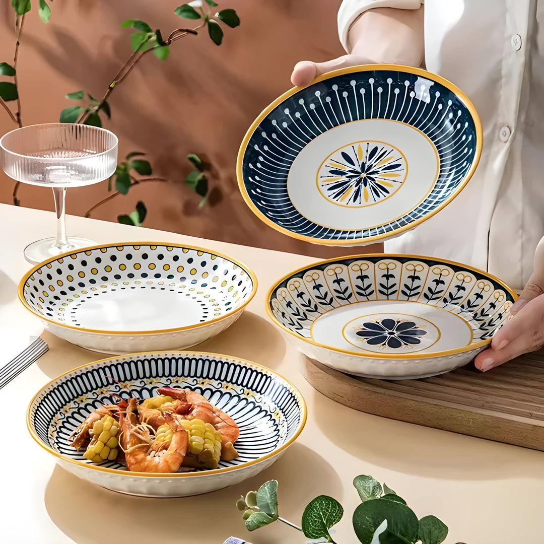 Porselen Tallerken Sett Håndmalt – Elegant og Dekorativ | Perfekt for Hverdag og Spesielle Anledninger | Skanto