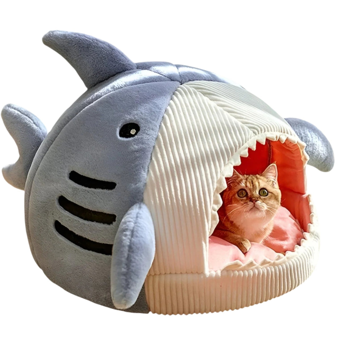 Skanto | SoftBloom Shark Cat Bed – Cozy Hideaway for Indoor