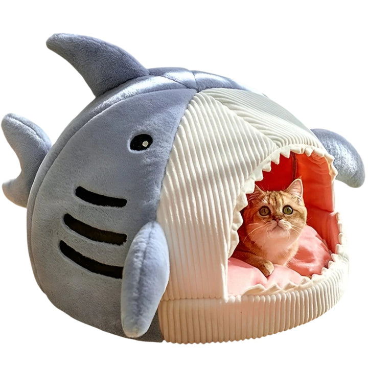 Skanto | SoftBloom Shark Cat Bed – Cozy Hideaway for Indoor