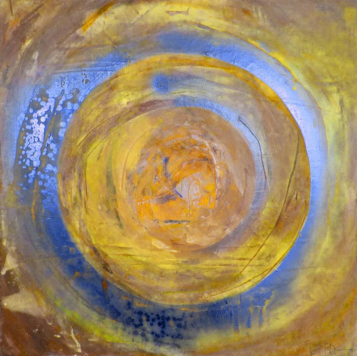Blå Gylden Virvel Sirkel Veggkunst Fine Art Lerret Utskrifter Firkantet Format Abstrakte Bilder For Stue Soverom Hjemmekontor Kunst Decor | Skanto