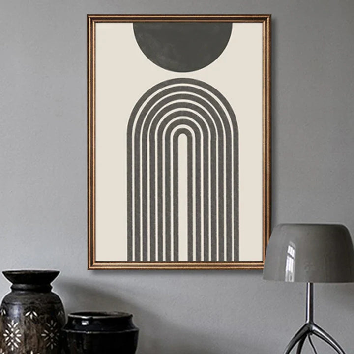 Sol Hav Sirkel Minimalistisk Linjekunst Svart Hvit Veggkunst Fin Kunst Lerretstrykk Bilder For Moderne Stue Soverom Hjemmedekor | Skanto