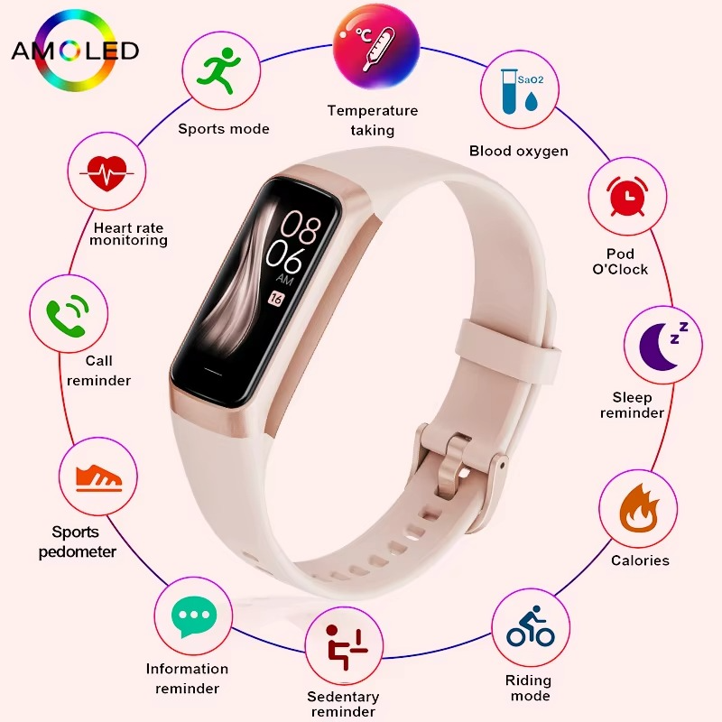 Intelligent Fitnessuhr for Damen und Herren mit wasserdichtem Design og Gesundheittracking