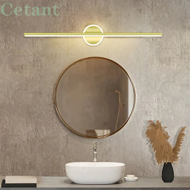 Skanto | LED Vegglampe LineaLux | Svart & Gull | 40/60/80 cm | Varm, Kald & Tre-Farge Lys | Moderne Speil & Veggbelysning