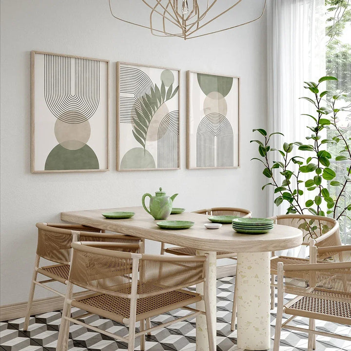 Sage Green Beige Minimalist Abstract Botanisk Veggkunst Fine Art Lerretsutskrifter Bilder For Stue Spisestue Nordisk Hjem Deko | Skanto