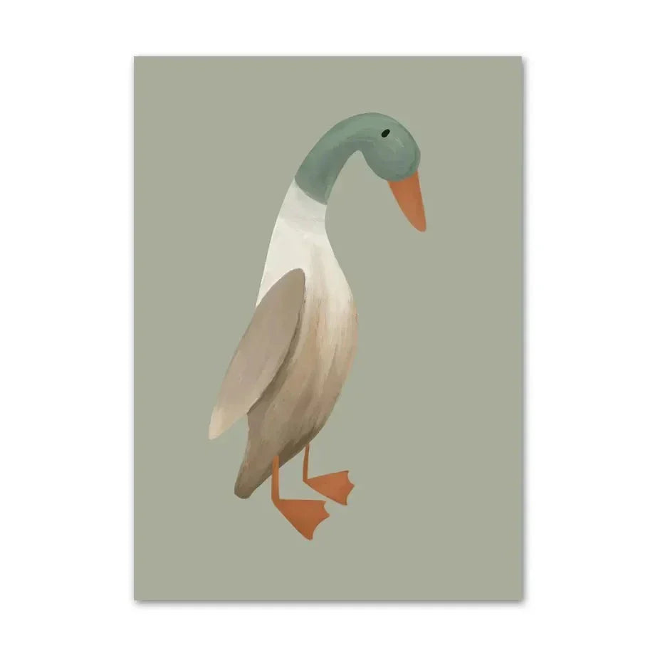 Søte Baby Dyr Barnerom Veggkunst Illustrasjoner Fine Art Lerretsutskrifter Gås Mus Løve Isbjørn Plakatbilder For Babys Rom Veggdekor | Skanto