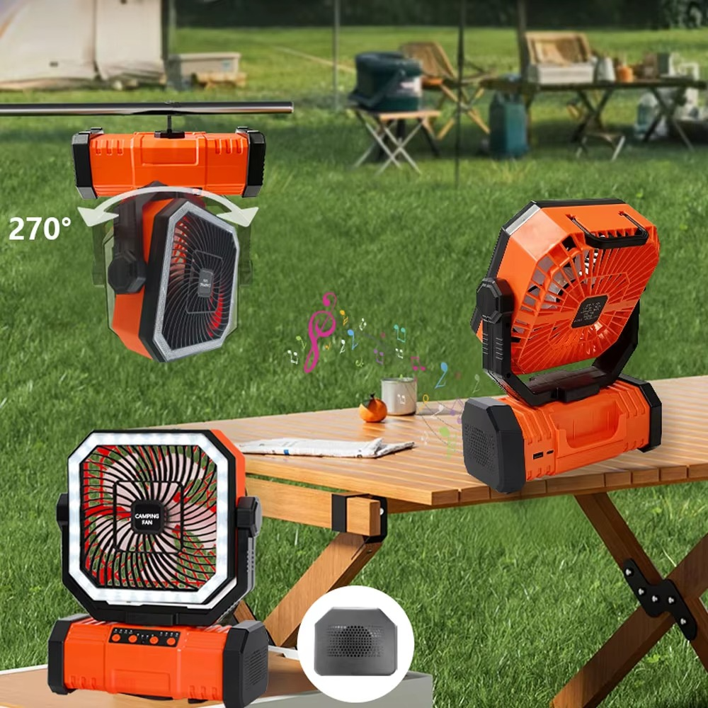 Skanto | Oppladbar campingvifte med 20000mAh batteri, 4 hastigheter og LED-lanterne