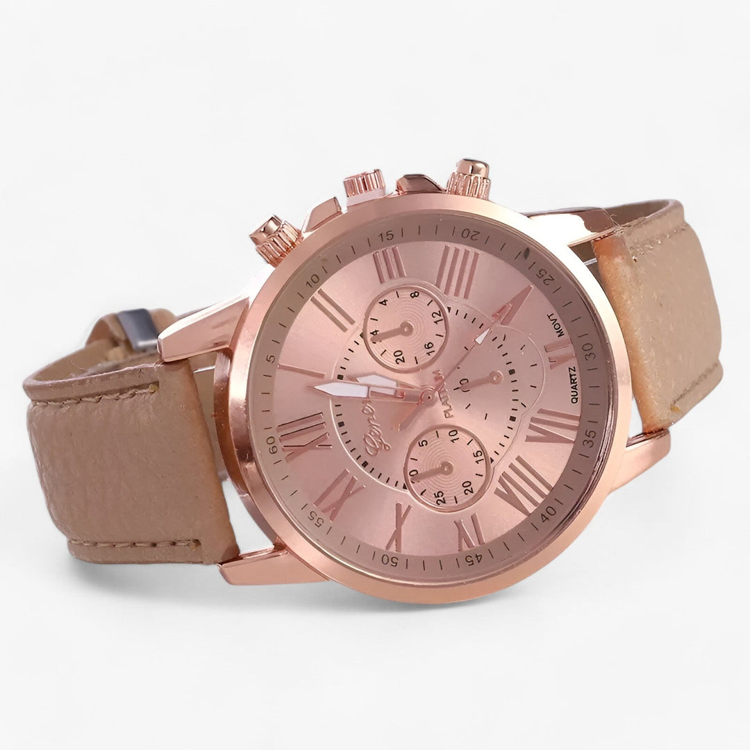 Skanto | Camille Kvinners Vanntett Lær Rem Klokke 42mm