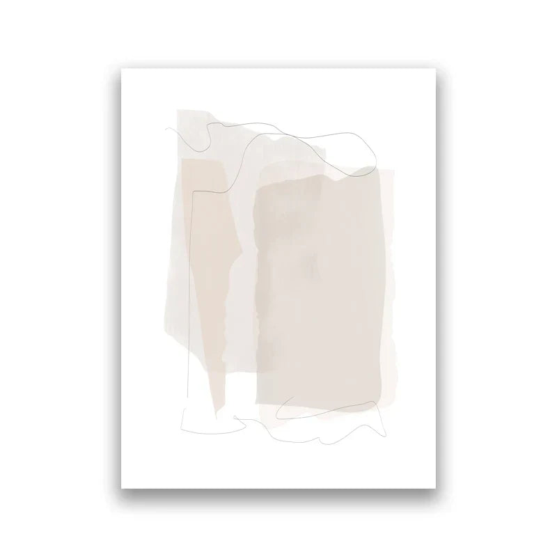 Skygger av Beige Abstrakt Linjekunst Veggkunst Finkunst Lerrettrykk Minimalistiske Bilder for Moderne Stuekunst for Moderne Interiør | Skanto