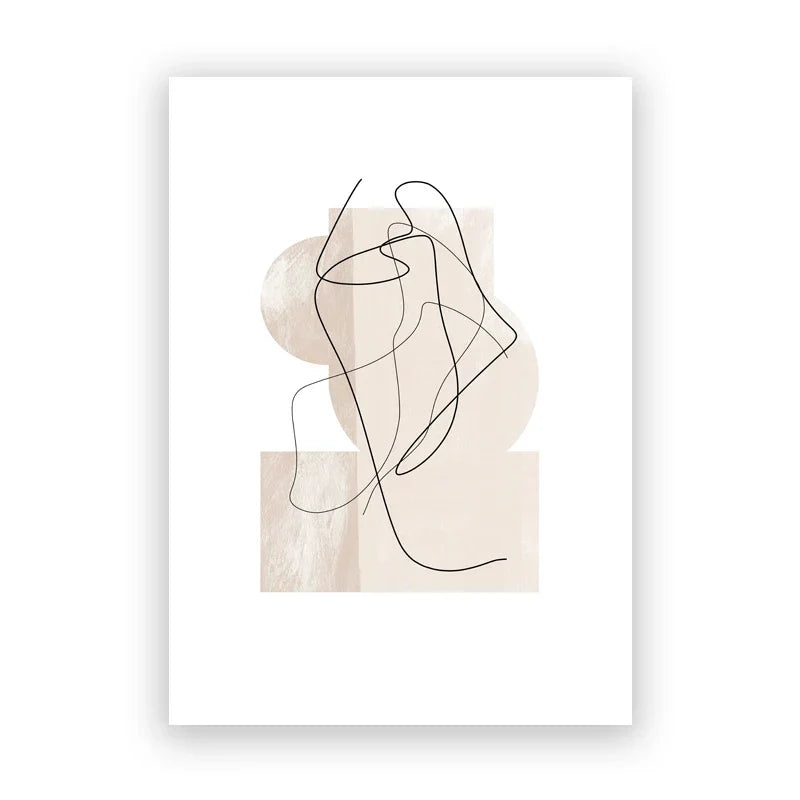 Skygger av Beige Abstrakt Linjekunst Veggkunst Finkunst Lerrettrykk Minimalistiske Bilder for Moderne Stuekunst for Moderne Interiør | Skanto