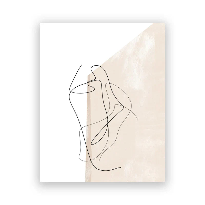 Skygger av Beige Abstrakt Linjekunst Veggkunst Finkunst Lerrettrykk Minimalistiske Bilder for Moderne Stuekunst for Moderne Interiør | Skanto