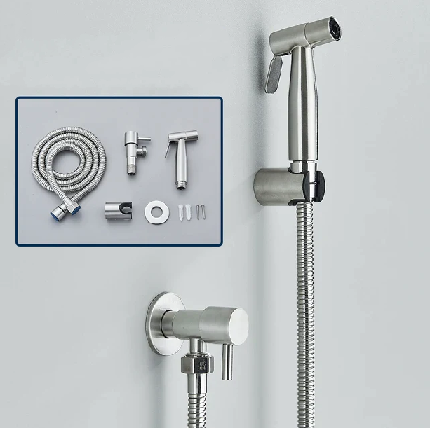 Skanto | Shinesia Bidet Spray – Rustfritt Stål Hygiene Baderoms Tilbehør – Veggmontert Kaldt Vann Spray Funksjon