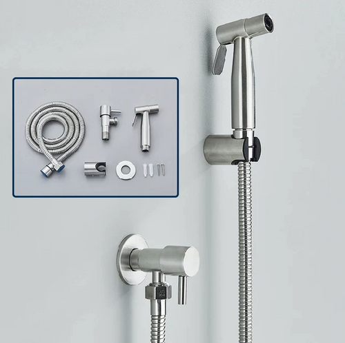 Skanto | Shinesia Bidet Spray – Rustfritt Stål Hygiene Baderoms Tilbehør – Veggmontert Kaldt Vann Spray Funksjon