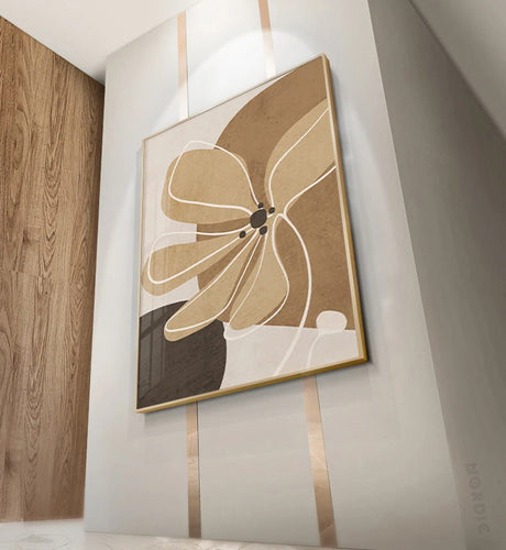 Enkel Beige Brun Floral Abstrakt Veggkunst Fin Kunst Lerrettrykk Minimalistiske Bilder For Moderne Leiligheter Stue Soverom Kunst For Samtidige Interiører | Skanto