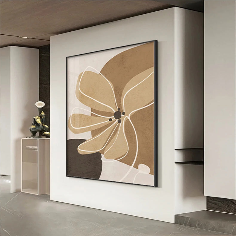 Enkel Beige Brun Floral Abstrakt Veggkunst Fin Kunst Lerrettrykk Minimalistiske Bilder For Moderne Leiligheter Stue Soverom Kunst For Samtidige Interiører | Skanto