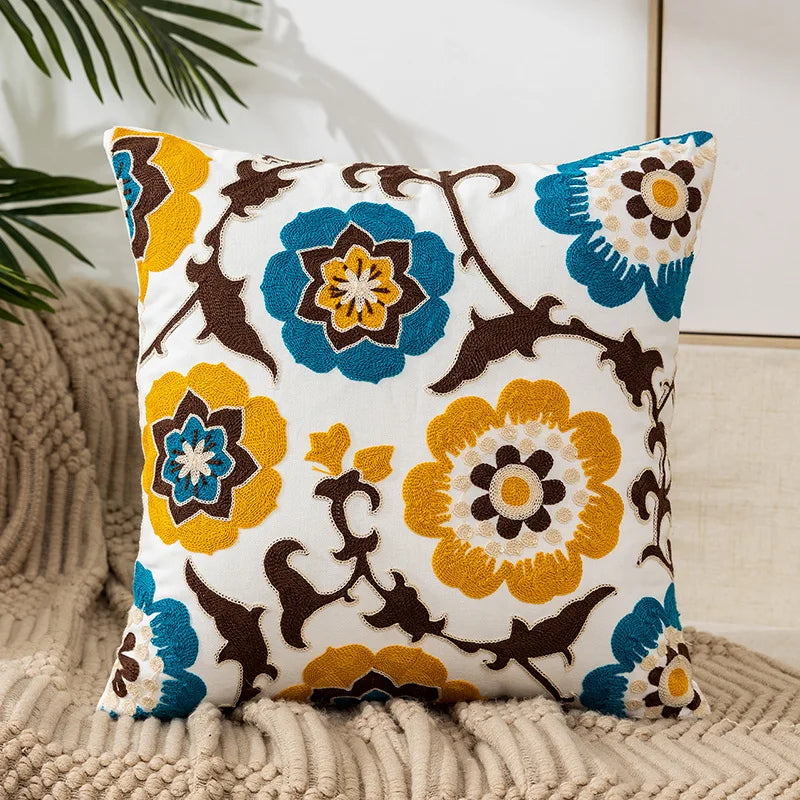 Enkle florale fargerike nordiske putetrekk 45x45cm strikkede jacquard-linneputetrekk til stuen sofa kastputer moderne skandinavisk interiør | Skanto