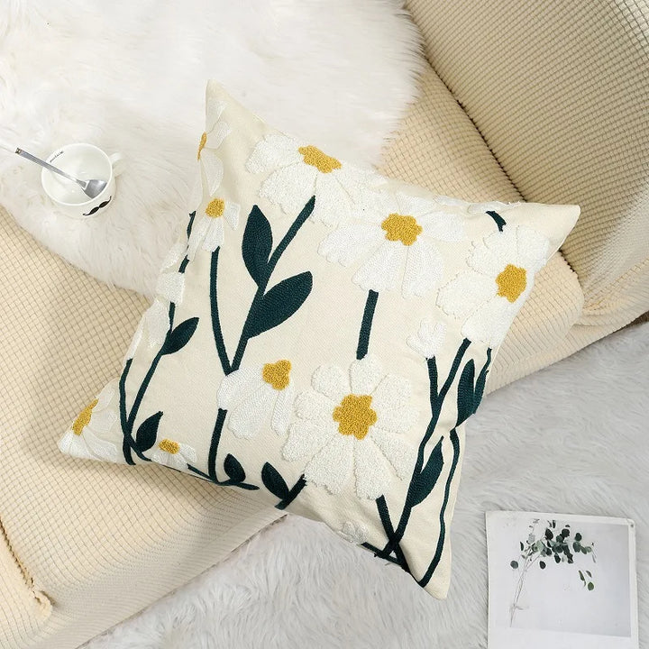 Enkle florale fargerike nordiske putetrekk 45x45cm strikkede jacquard-linneputetrekk til stuen sofa kastputer moderne skandinavisk interiør | Skanto
