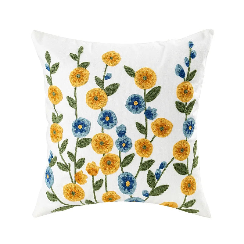 Enkle florale fargerike nordiske putetrekk 45x45cm strikkede jacquard-linneputetrekk til stuen sofa kastputer moderne skandinavisk interiør | Skanto