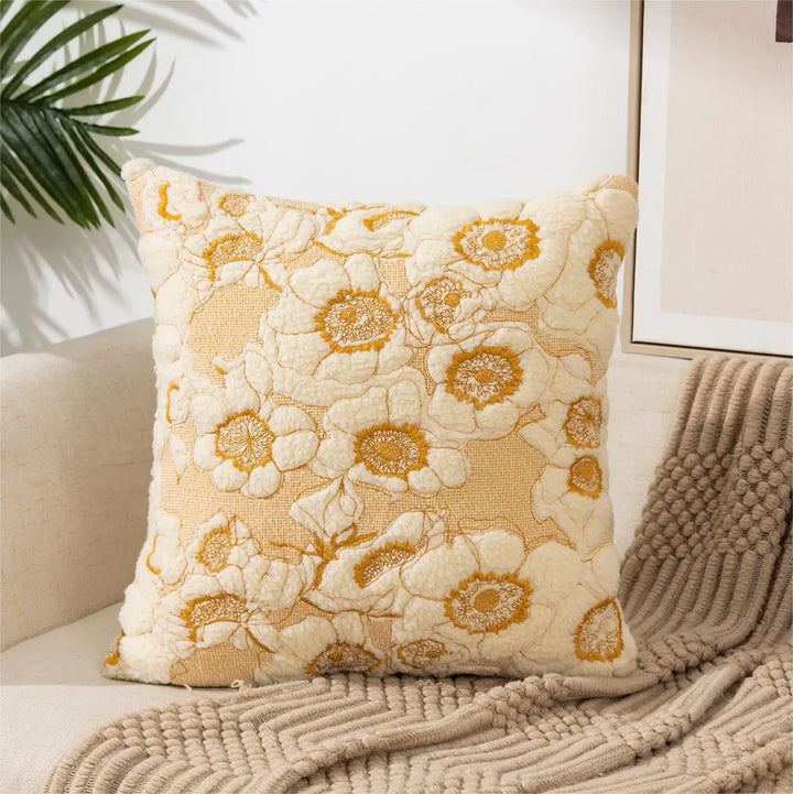 Enkle florale fargerike nordiske putetrekk 45x45cm strikkede jacquard-linneputetrekk til stuen sofa kastputer moderne skandinavisk interiør | Skanto