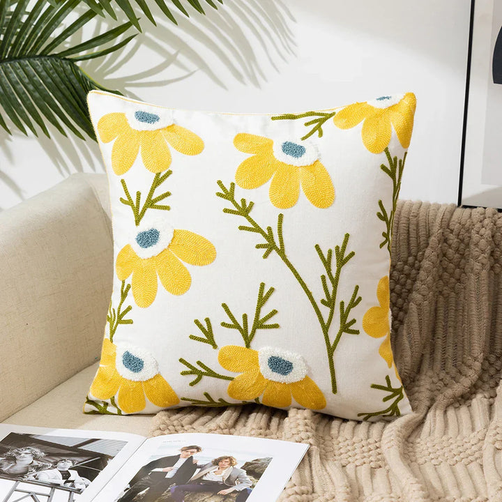 Enkle florale fargerike nordiske putetrekk 45x45cm strikkede jacquard-linneputetrekk til stuen sofa kastputer moderne skandinavisk interiør | Skanto