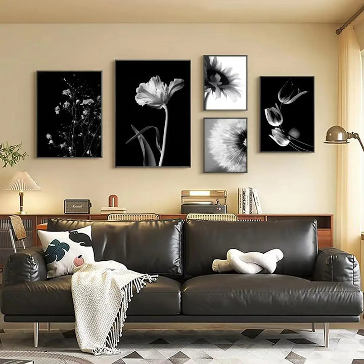 Moderne Livsstil Floral Veggkunst Minimalistisk Svart Hvit Plakat Fin Kunst Lerretstrykk Bilder For Stue Dekor | Skanto