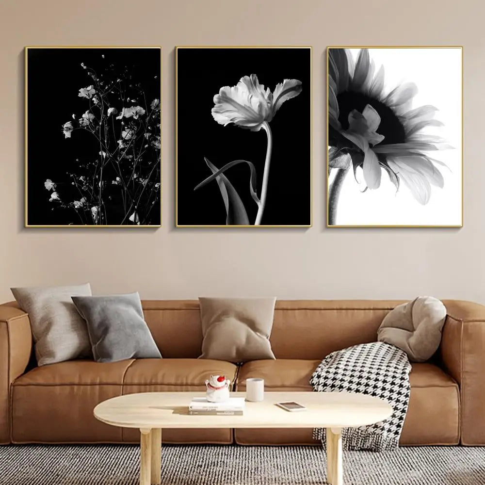 Moderne Livsstil Floral Veggkunst Minimalistisk Svart Hvit Plakat Fin Kunst Lerretstrykk Bilder For Stue Dekor | Skanto