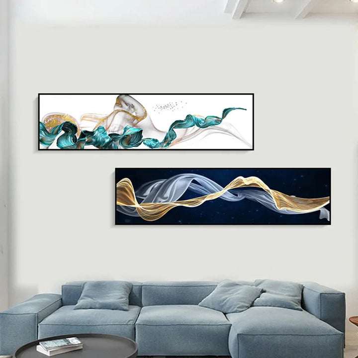 Flytende Vibes Abstrakt Veggkunst Fine Art Lerrettrykk Bredformatbilder For stuen Over sofa Bilder For over sengen | Skanto