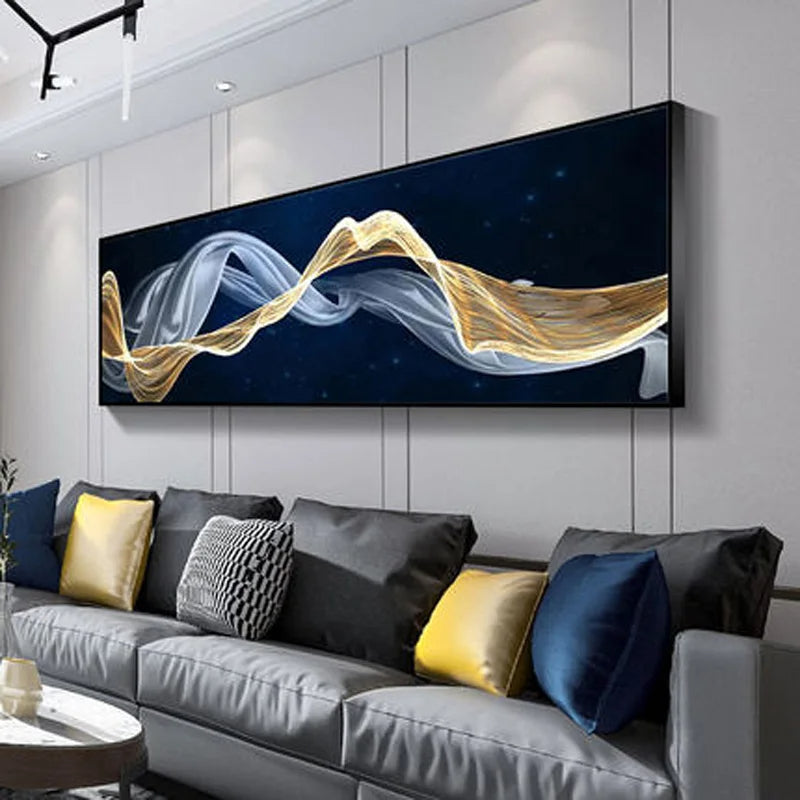 Flytende Vibes Abstrakt Veggkunst Fine Art Lerrettrykk Bredformatbilder For stuen Over sofa Bilder For over sengen | Skanto