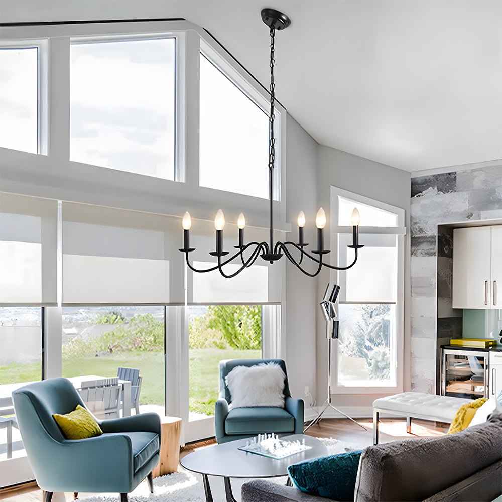 Svart Lysestake Chandelier – Taklampe for Stue & Spiserom | Skanto