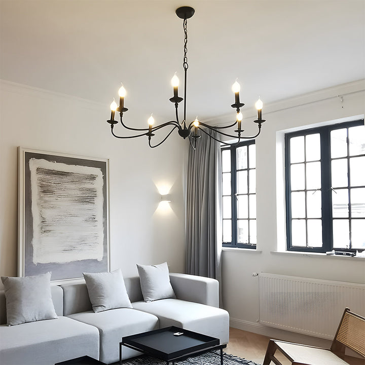Svart Lysestake Chandelier – Taklampe for Stue & Spiserom | Skanto