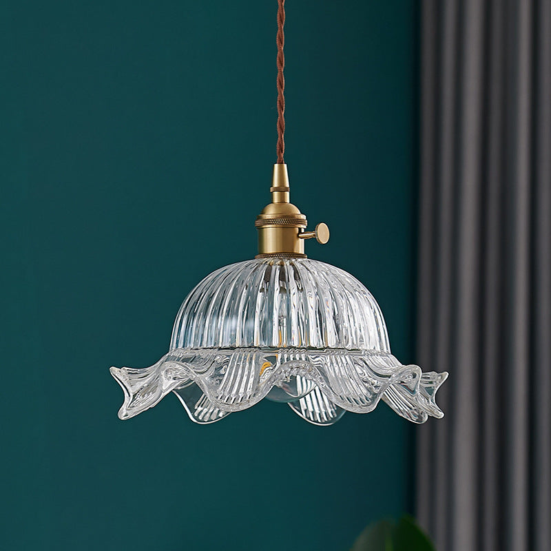 Skanto | Skandinavisk gjennomsiktig hengelampe med bambushette for stue og spisestue – Elegant LED krystall lysekrone