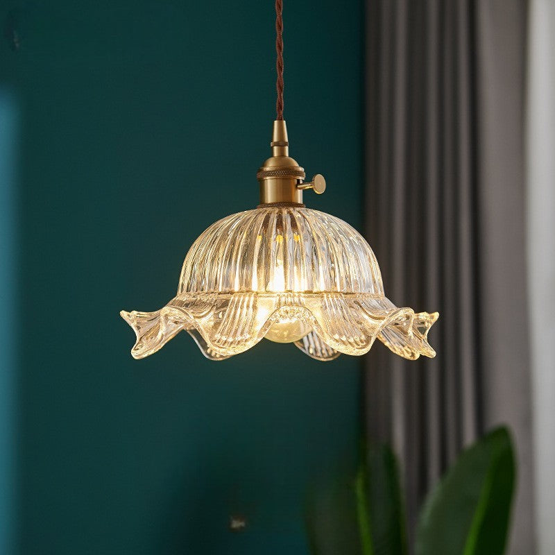 Skanto | Skandinavisk gjennomsiktig hengelampe med bambushette for stue og spisestue – Elegant LED krystall lysekrone