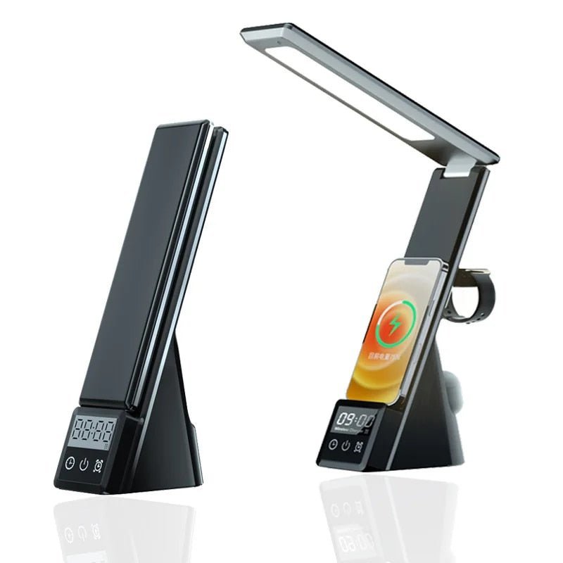 Skanto | MultiLite Hub - 5-i-1 - Lampe - Trådløs lader - Praktisk vekkerklokke