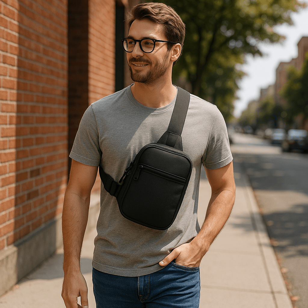 Skanto | Kompakt Sling Bag for Enkel Organisering Mens Du Reiser