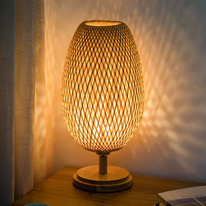 Skanto | Rattan lampe - Trinnløs dimbar kurvlampe for soveroms- og stuedekorasjon