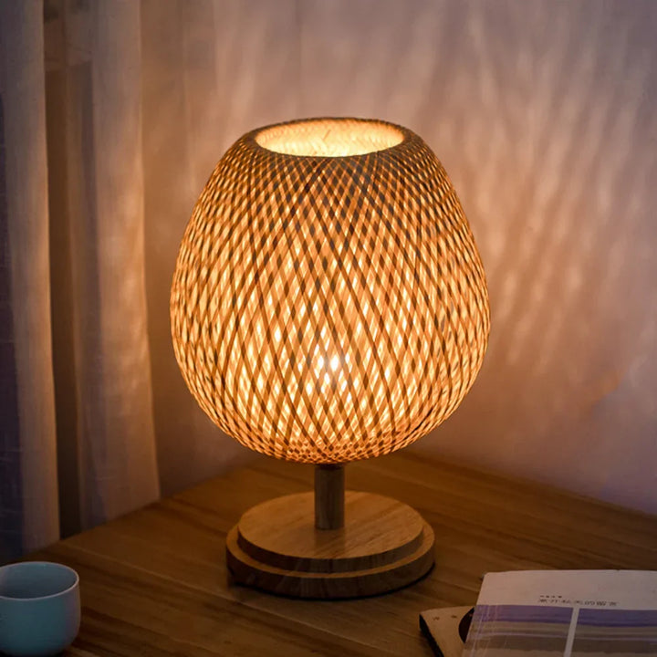 Skanto | Rattan lampe - Trinnløs dimbar kurvlampe for soveroms- og stuedekorasjon