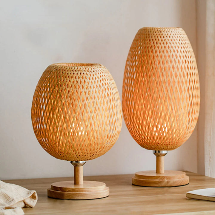 Skanto | Rattan lampe - Trinnløs dimbar kurvlampe for soveroms- og stuedekorasjon