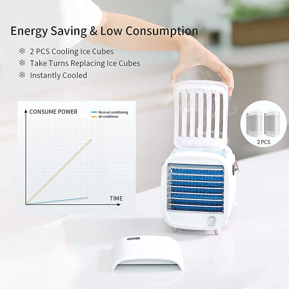 Skanto | Brisiva AirCool Mini Air Conditioner | 3-i-1 Kjøling, Fuktighet og Rensing for Hjemmet og På Farten