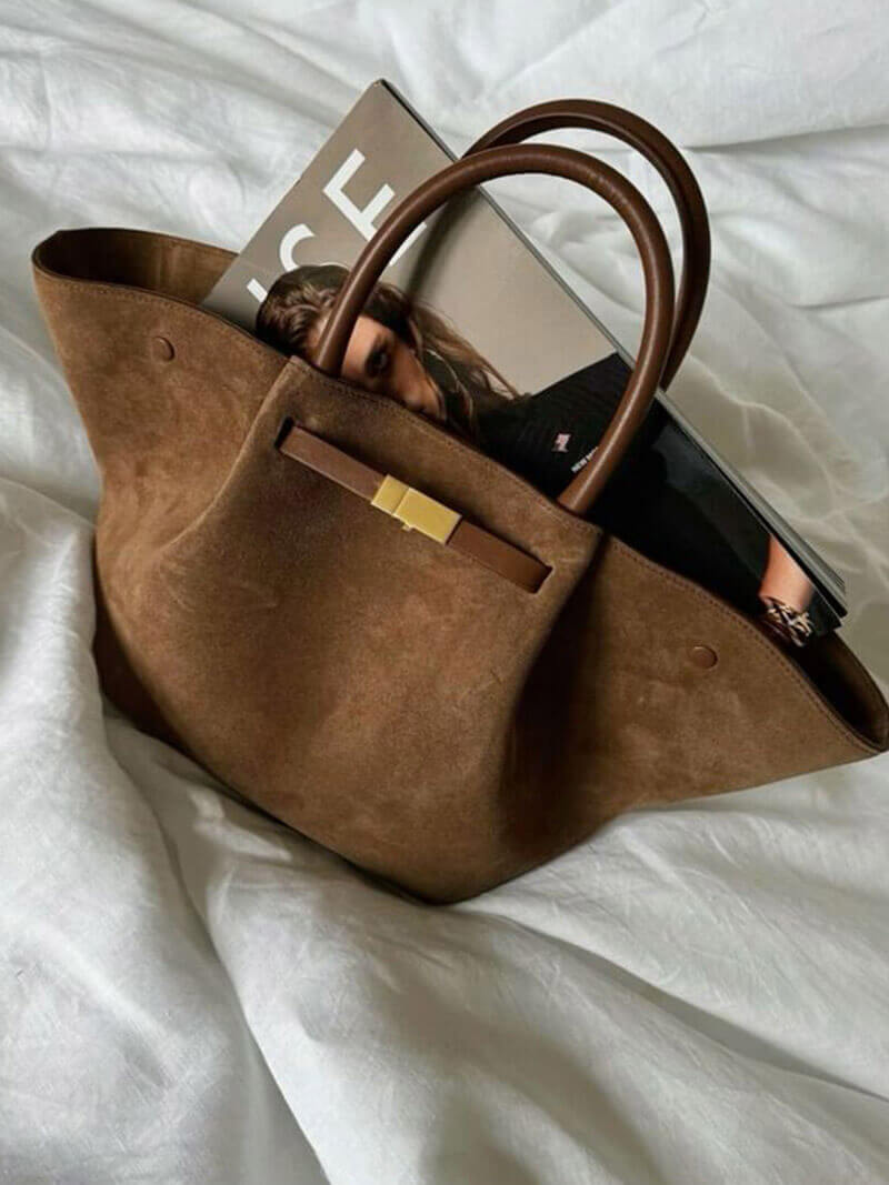 Skanto | Hedwig Kvinne Suede Handveske | Romslig & Elegant | Flere Farger