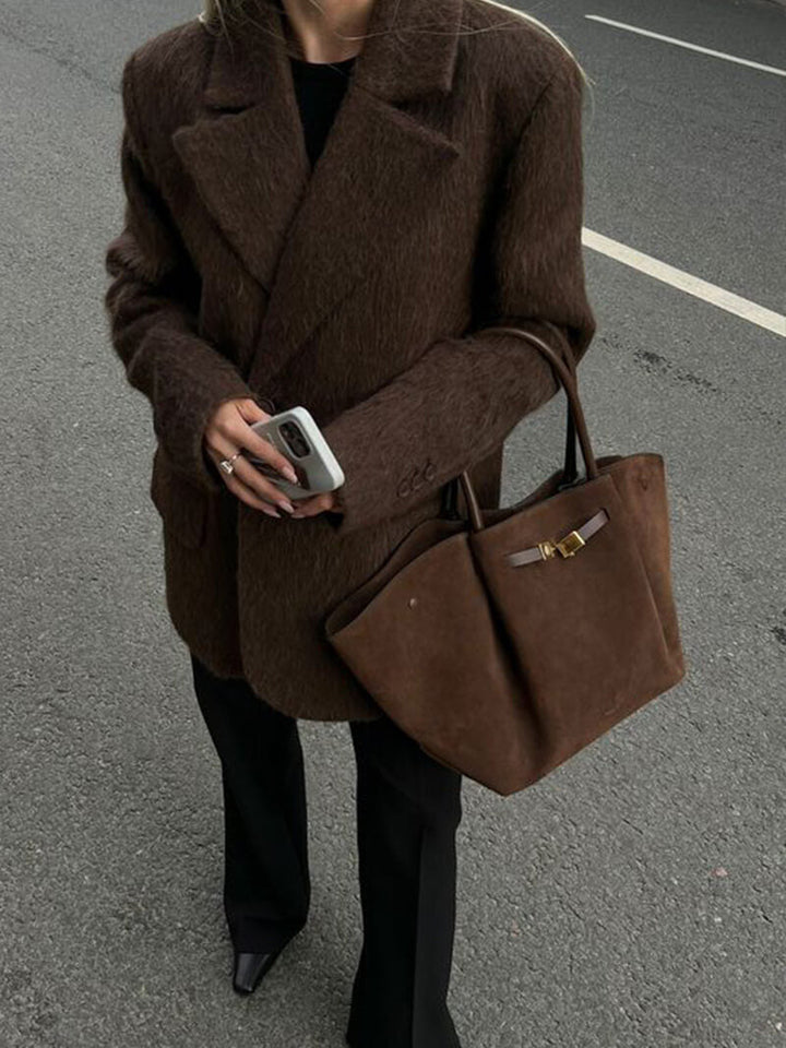 Skanto | Hedwig Kvinne Suede Handveske | Romslig & Elegant | Flere Farger