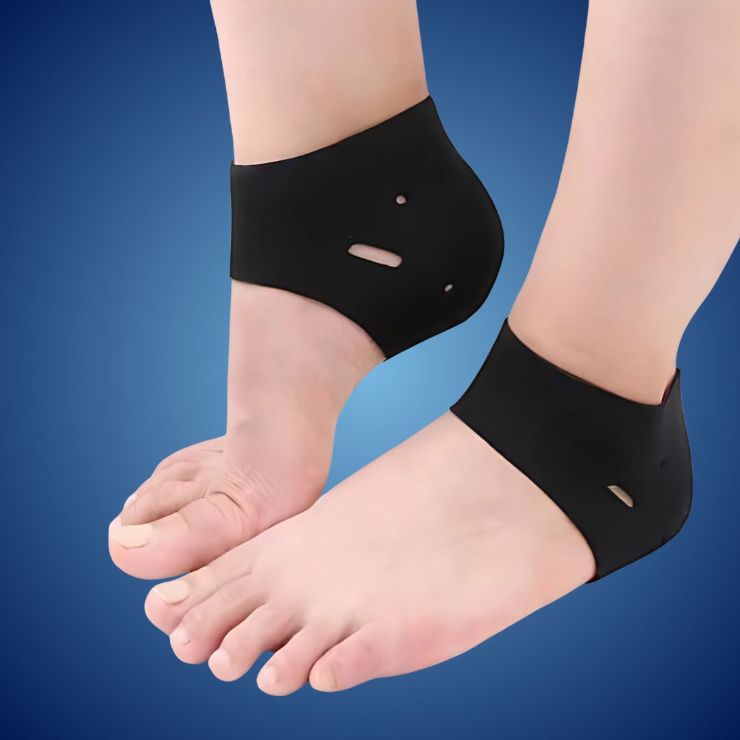SootheSteps Hæl Sokker | Dempende Støtte for Tørre Sprukne Hæler - Plantar Fasciitis Lindring - Ideell for Daglig Bruk Skanto