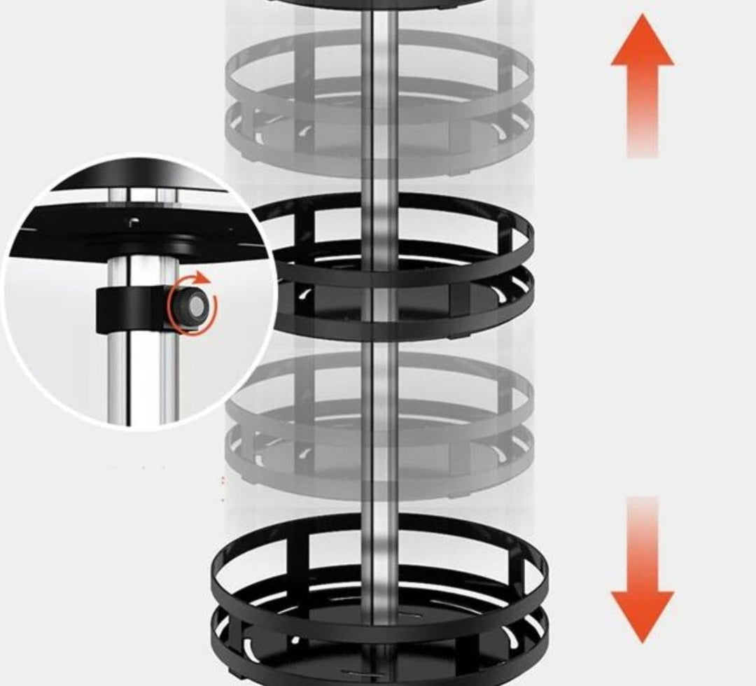Skanto | TwistRack 360° – Roterende lagringshylle | Plassbesparende justerbar organiser for kjøkken, bad og hjem